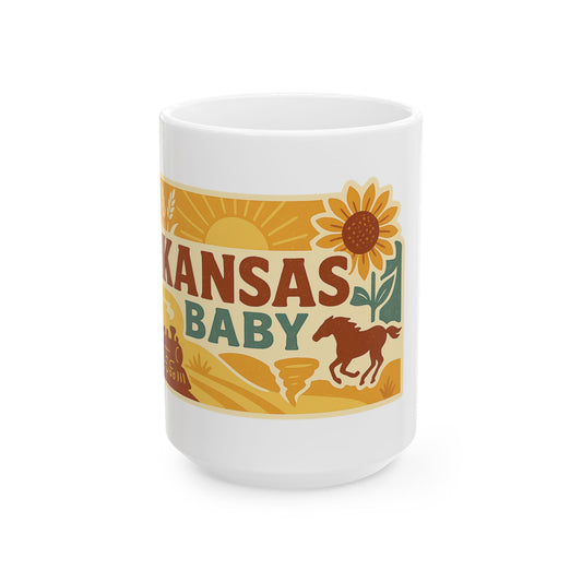 Kansas Baby Ceramic Mug – 11oz & 15oz, Perfect Gift for Souvenir Lovers