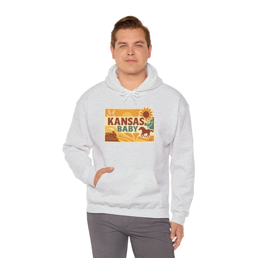 Kansas Baby Hooded Sweatshirt – Cozy Unisex Pullover for Sunflower State Style